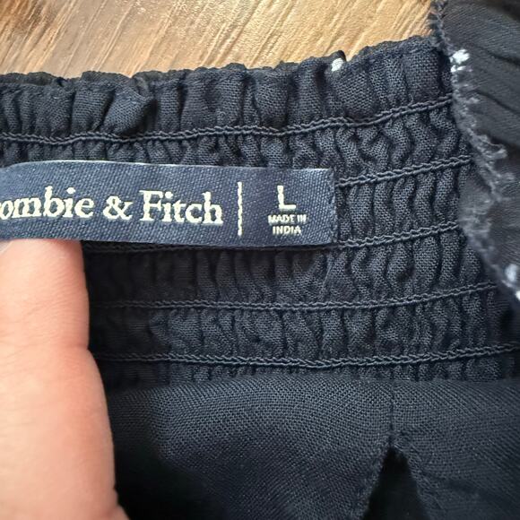 Abercrombie & Fitch Y2K Polka Dot Ruffle Babydoll Tank Dress Romantic Navy Sz L - Picture 5 of 6